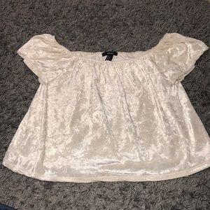 Cream Velvet Off-The-Shoulder Top